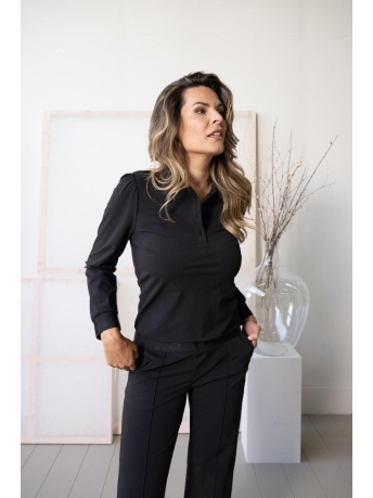 Zoso Blouse TRAVEL BLOUSE WITH TRICOTBAND JUDY 235 0000/0000 BLACK/BLACK