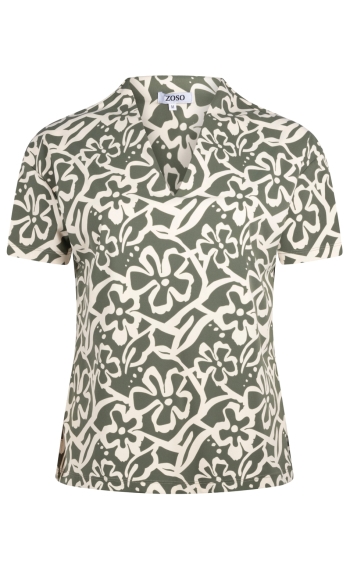 CLEO PRINTED TRAVEL BLOUSE 241 1250/1200 GREEN/IVORY