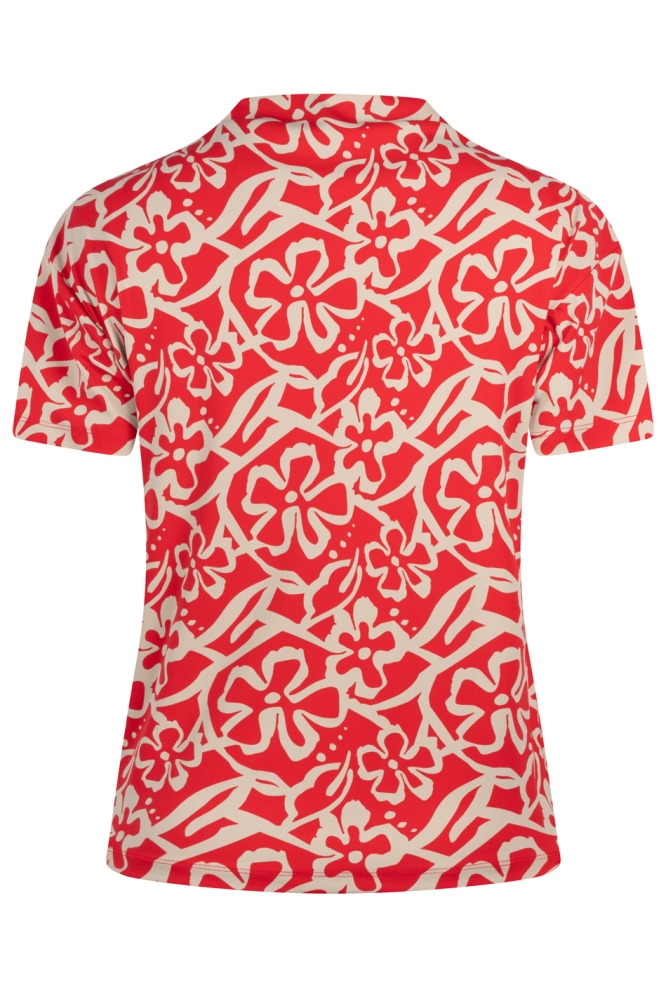 CLEO PRINTED TRAVEL BLOUSE 241 0019/0007 RED/SAND