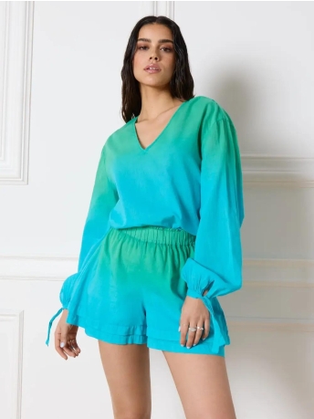 Refined Department Blouse LADIES WOVEN OVERSIZED DIP DYE R2404945553 700 GREEN