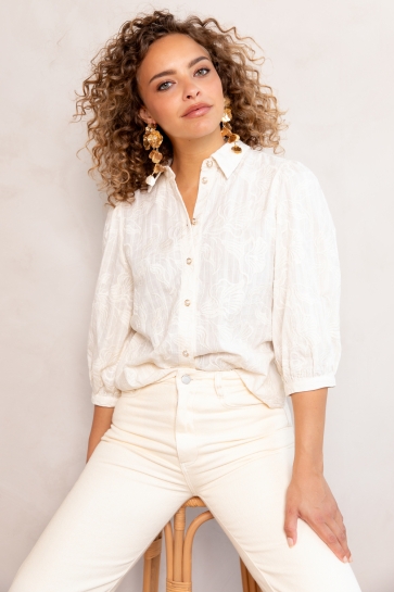 Freebird Blouse BAUDINE WV EMBRO FLOWER 25 1 403 Off-white