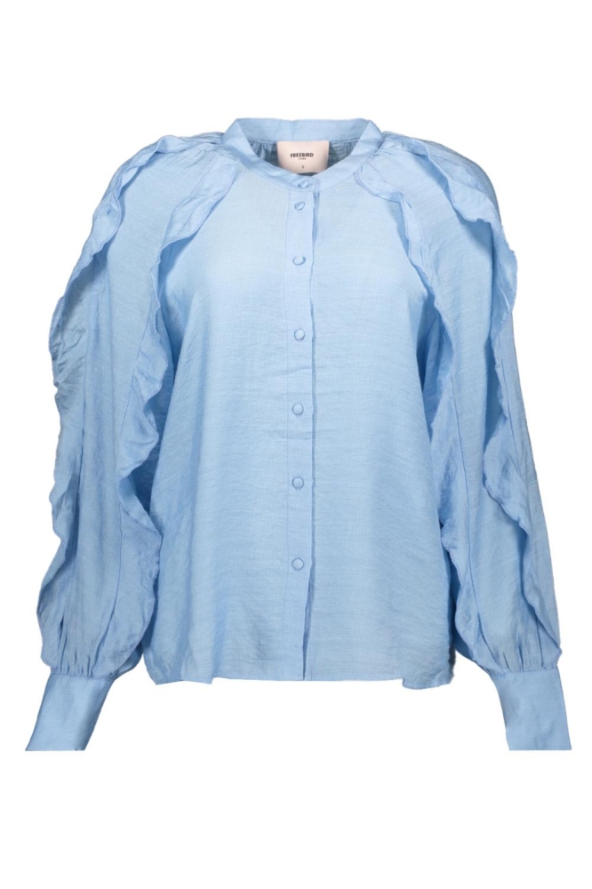 Freebird blauwe dames blouse | Vooraanzicht