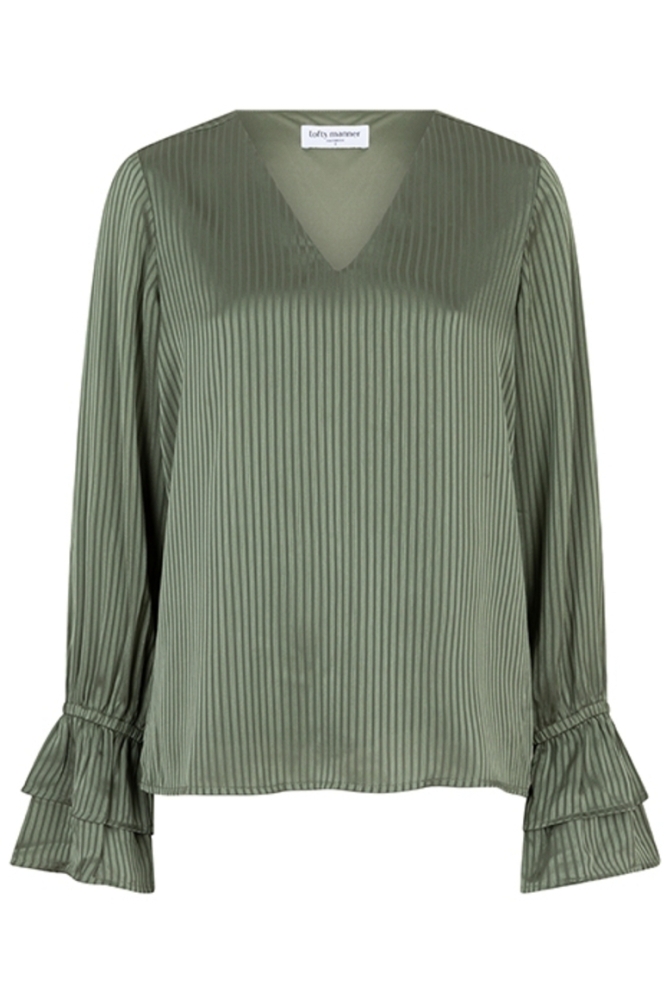 Lofty Manner groene dames blouse | Vooraanzicht