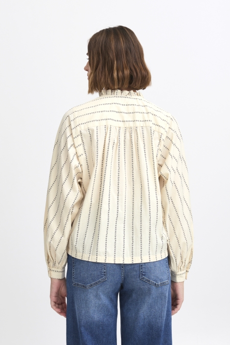 Ichi beige dames blouse | Model achteraanzicht