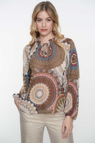Geisha Blouse BLOUSE MET GRAFISCH PATROON 53268 20 000720 Sand/Black