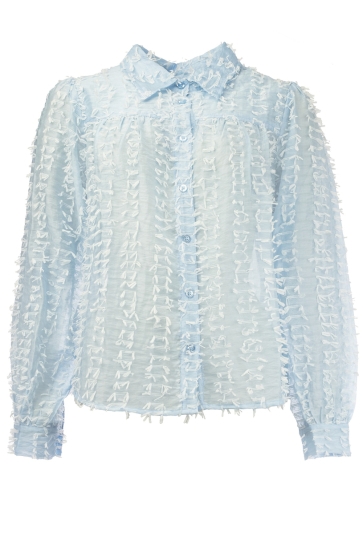 NED Blouse LINARIA LS RMJ FEATHER YARN 25S1 U289 01 386 casmere blue