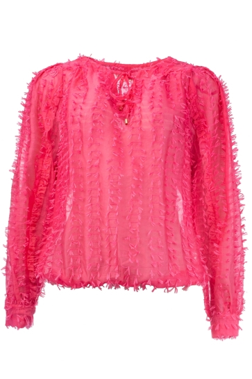 NED Blouse ROAN LS RMJ FEATHER YARN 25S1 U289 02 457 pink peacock