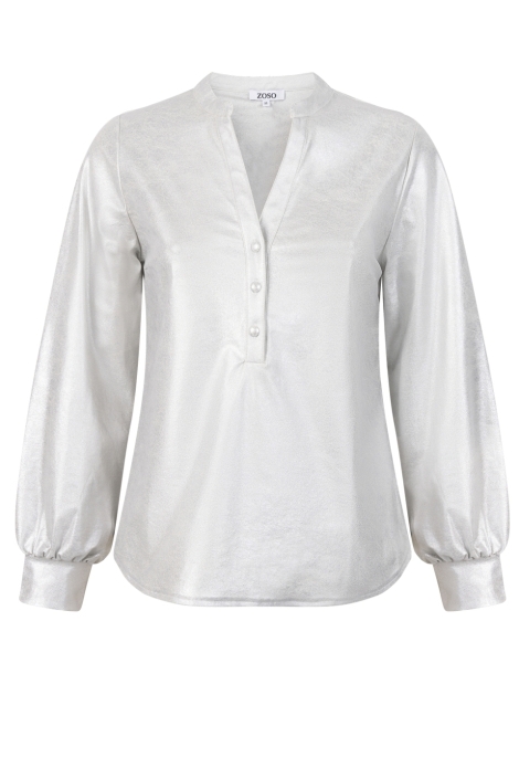 Zoso zilveren dames blouse | Vooraanzicht