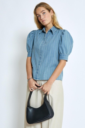 Minus Blouse PRIA SHORT SLEEVE SHIRT MI6534 001 LIGHT DENIM