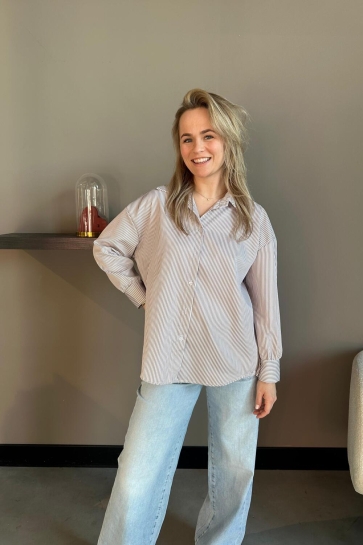 Typical Jill Blouse STRIPE BLOUSE 10824 BEIGE