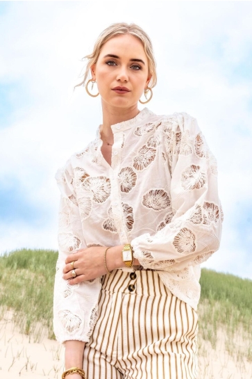 I-coni-K Blouse JOB OPEN EMBROIDERY 25S P326 01 10 WHITE