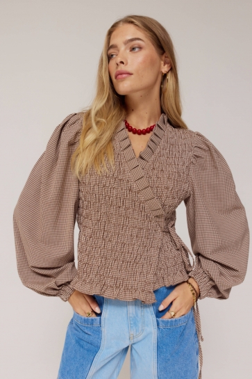 Harper & Yve Blouse DEBBY LS AW25P605 1020 Check Dark Fudge