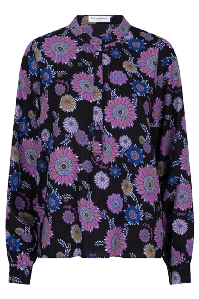 Lofty Manner zwarte dames blouse | Vooraanzicht