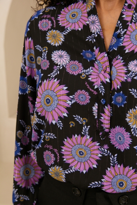 Lofty Manner zwarte dames blouse | Kleurstaal