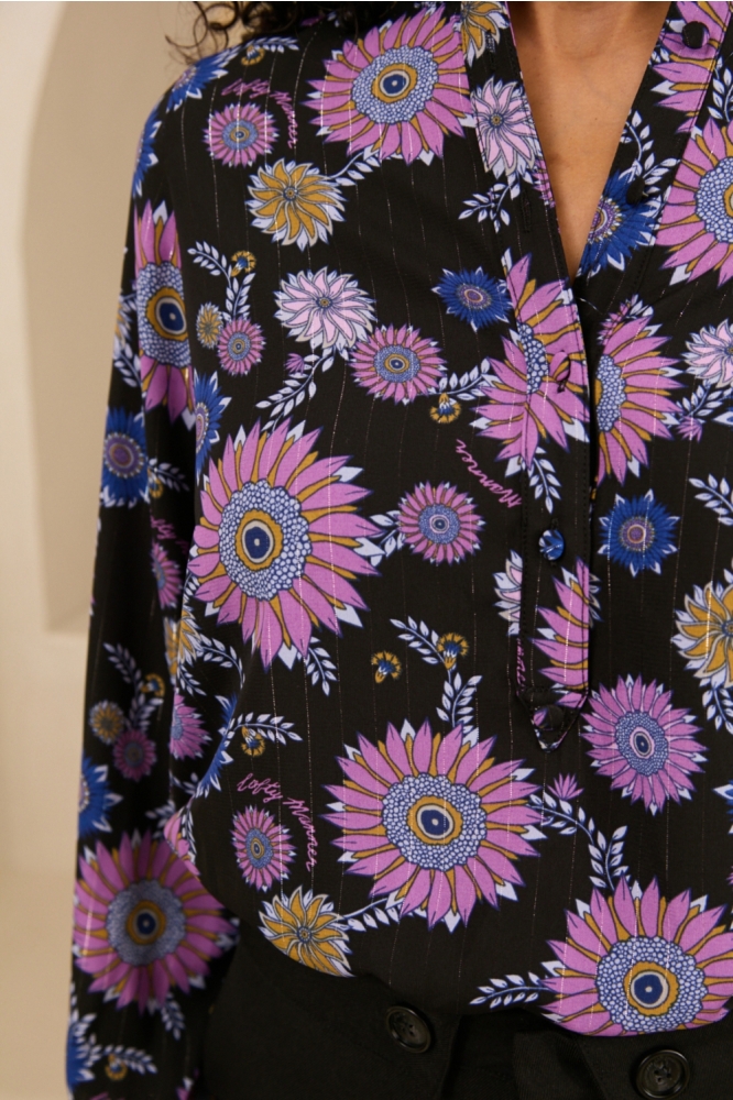 Lofty Manner zwarte dames blouse | Kleurstaal