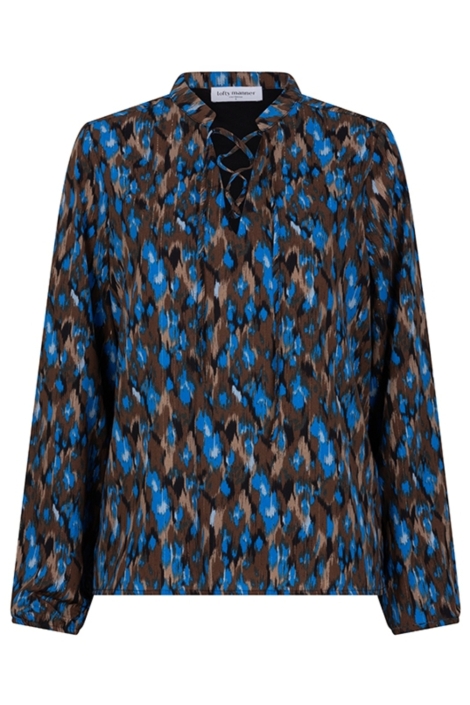Lofty Manner blauwe dames blouse | Vooraanzicht
