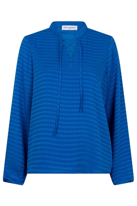 Lofty Manner blauwe dames blouse | Vooraanzicht