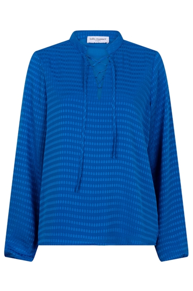 Lofty Manner blauwe dames blouse | Vooraanzicht