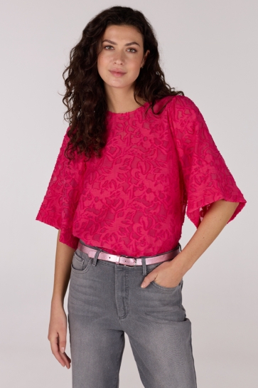 Juffrouw Jansen Blouse NILOU SHORT SL TOP FJ 100 SS25 000358 BERRY