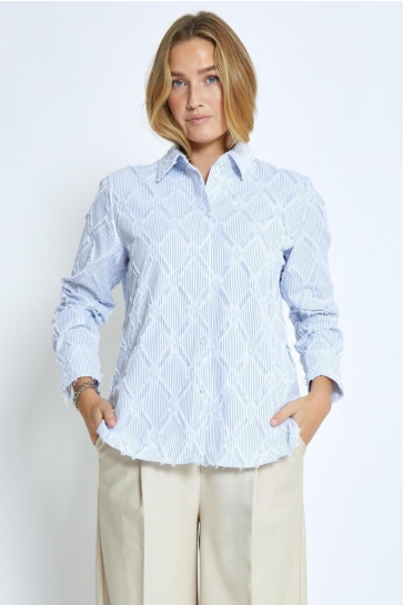Minus Blouse ASTRA OVERSIZE SHIRT MI6529 1048S ICE BLUE STRIPE