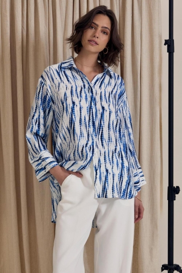 Peppercorn Blouse GIGI SHIRT PC8259 5007P PALACE BLUE PRINT