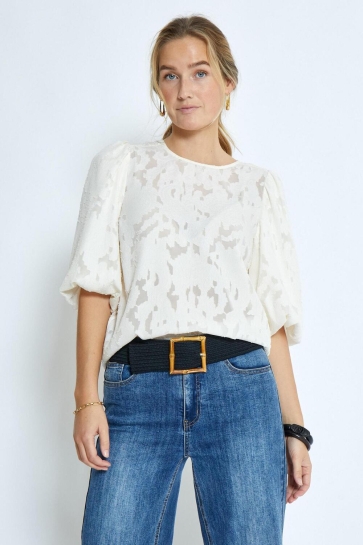 Peppercorn Blouse GYDA HALF SLEEVE BLOUSE PC8387 0202 WHITECAP GREY