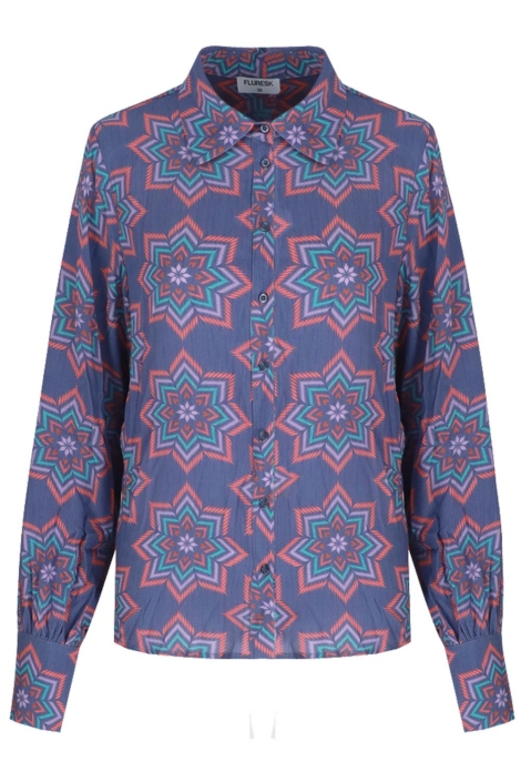 Fluresk paarse dames blouse | Vooraanzicht