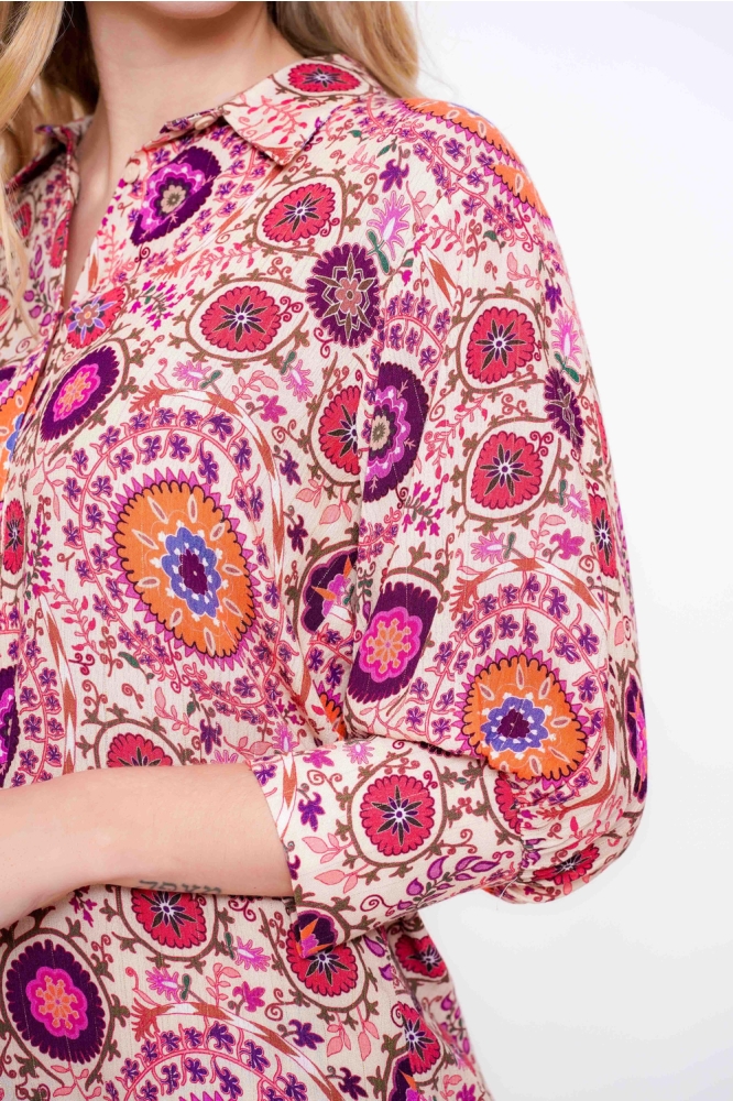 Geisha paarse dames blouse | Close up