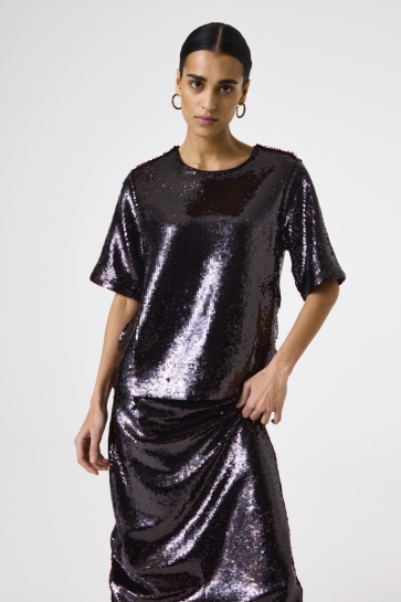 Garcia T SHIRT MET PAILLETTEN K50032 5417 SCARLET OAK