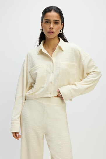 Refined Department Blouse KNITTTED CROPPED BLOUSE LYLOE R2503954683 003 CREAMY WHITE