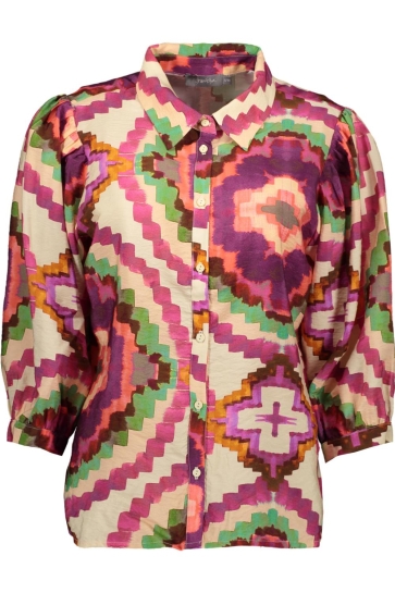 Geisha Blouse BLOUSE MET PATROON 43450 20 Fuchsia/Soft green combi