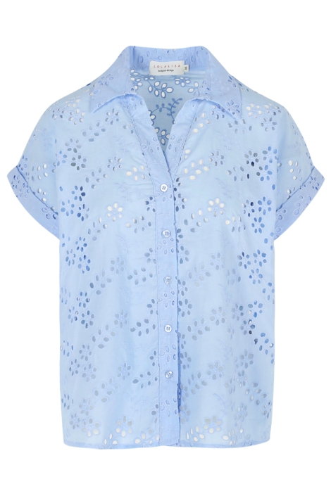 LolaLiza blauwe dames blouse | Vooraanzicht