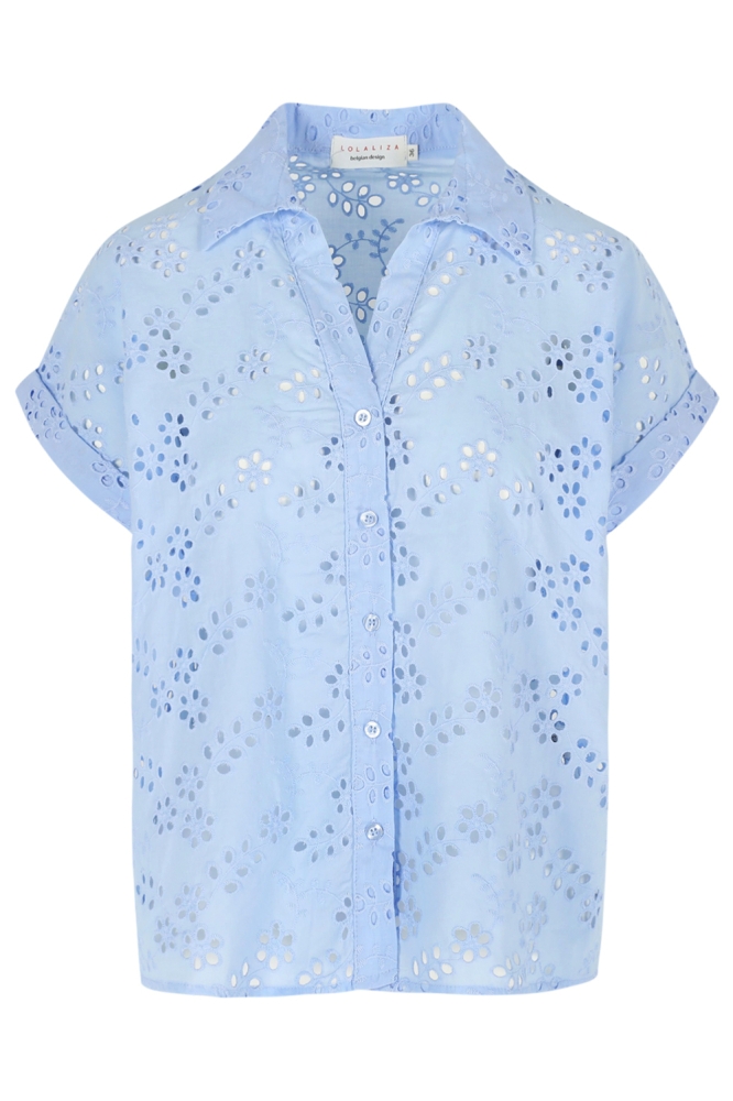 LolaLiza blauwe dames blouse | Vooraanzicht