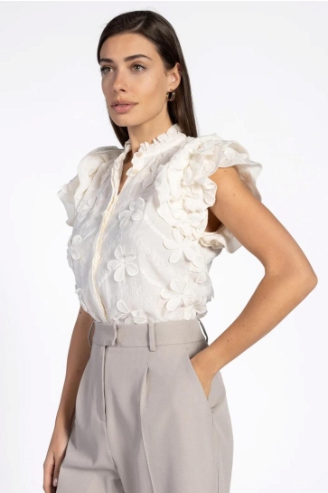 Aaiko Blouse GEZANA EMBROIDERY VIS 671 114300 LES BLANCS