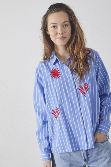 SisterS point Blouse IBISA SH 18502 STRIPE/RED