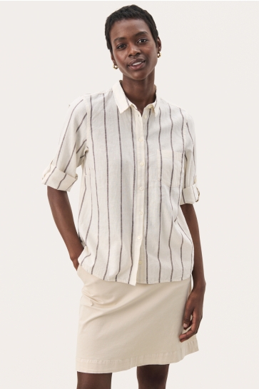 Part Two Blouse CINDIEPW SH 30309770 303790 EGGNOG AND BROWN STR