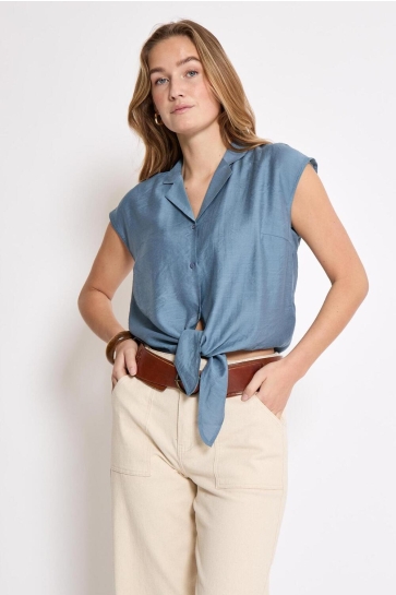 Peppercorn Blouse NALINE SLEEVELESS SHIRT PC7016 1039 FADED DENIM