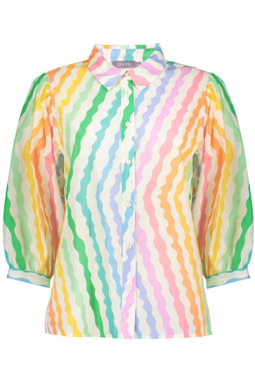 Geisha Blouse BLOUSE 53467 20 Off-White/Yellow/Coral