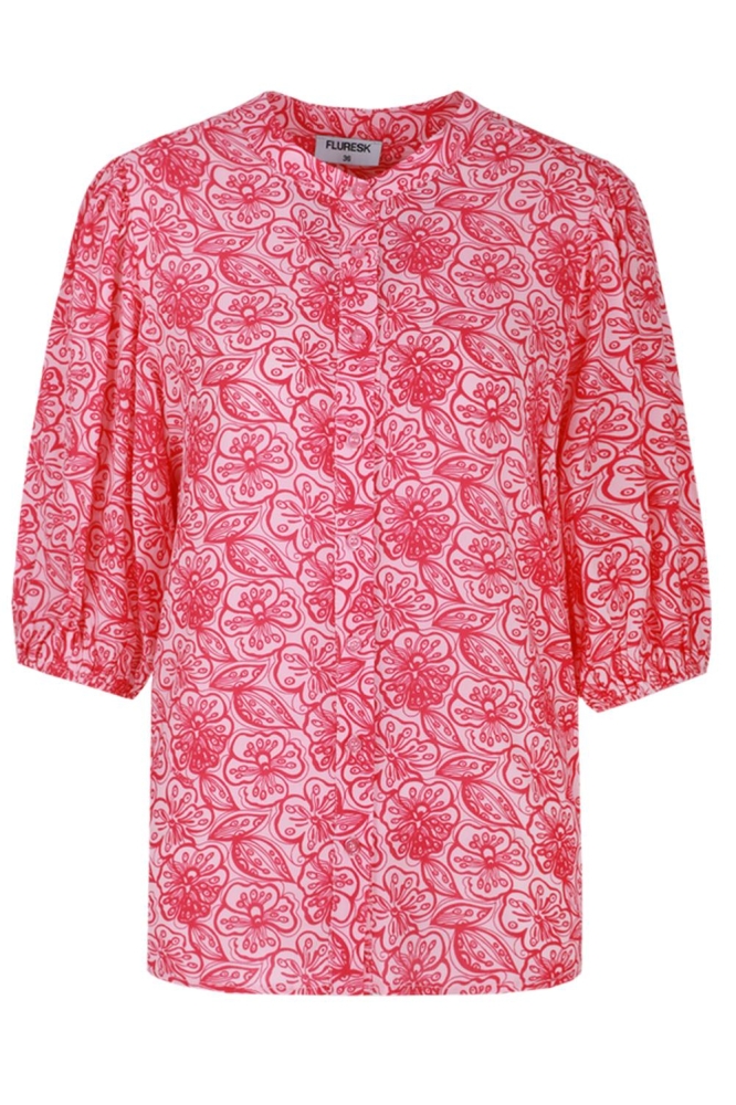 Fluresk roze dames blouse | Vooraanzicht