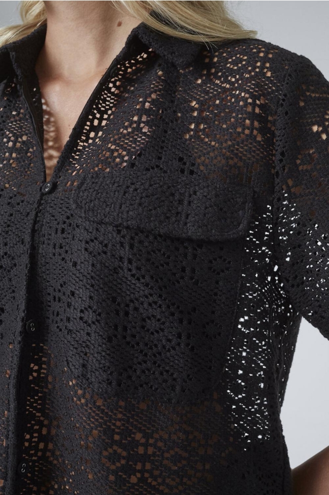 SisterS point zwarte dames blouse | Close up