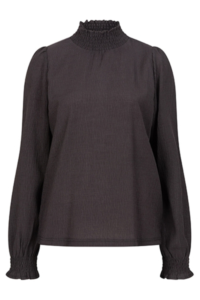 Lofty Manner grijze dames blouse | Vooraanzicht