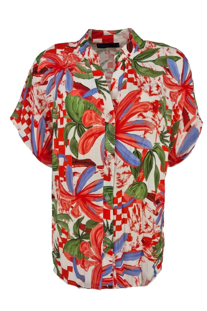 FOS Amsterdam rode dames blouse | Vooraanzicht