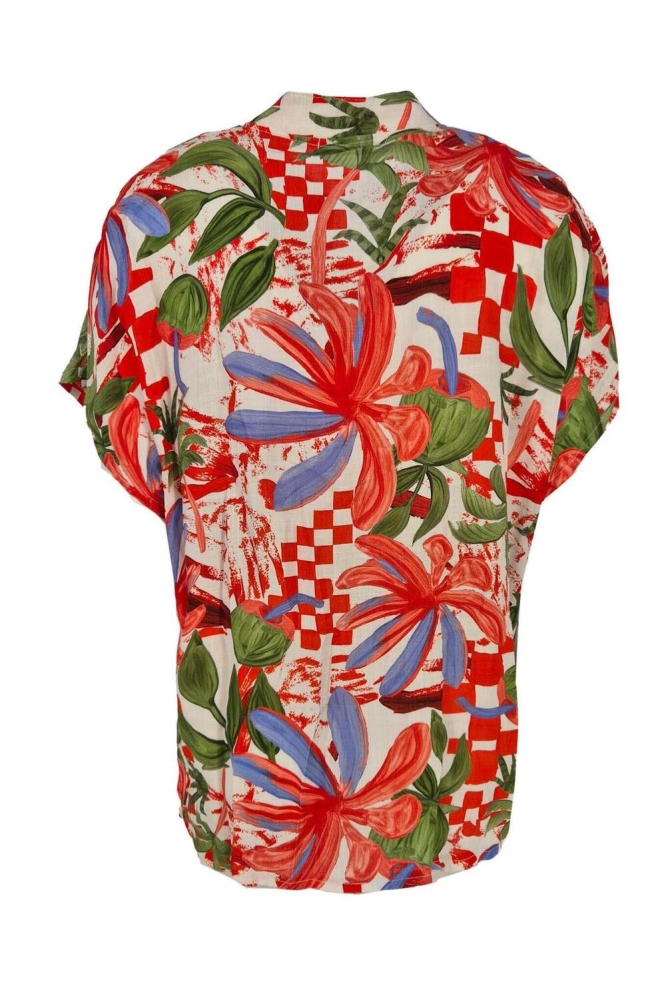 FOS Amsterdam rode dames blouse | Achteraanzicht