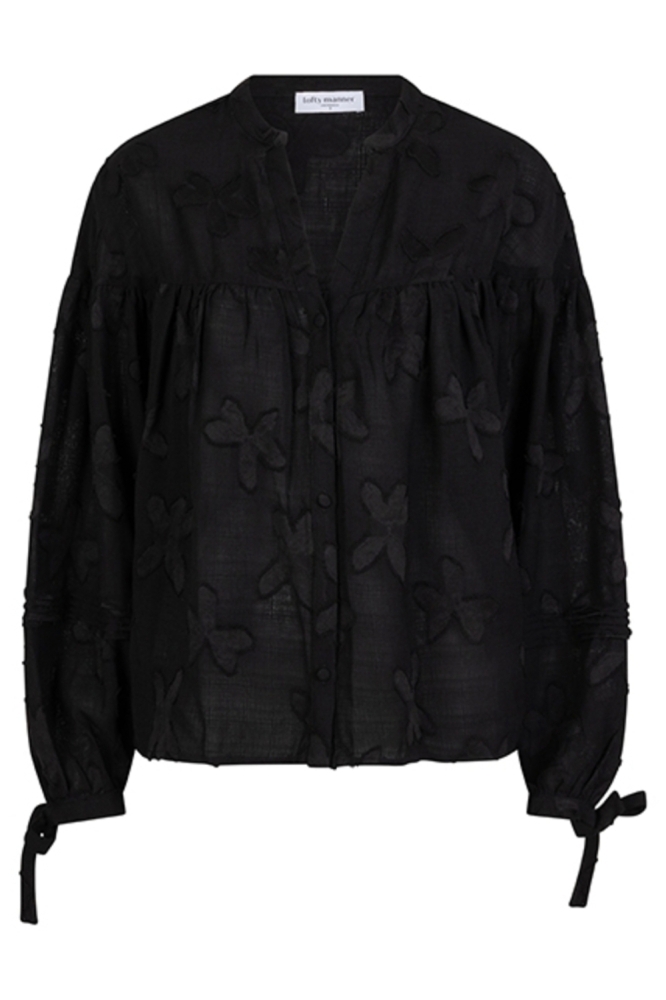 Lofty Manner zwarte dames blouse | Vooraanzicht