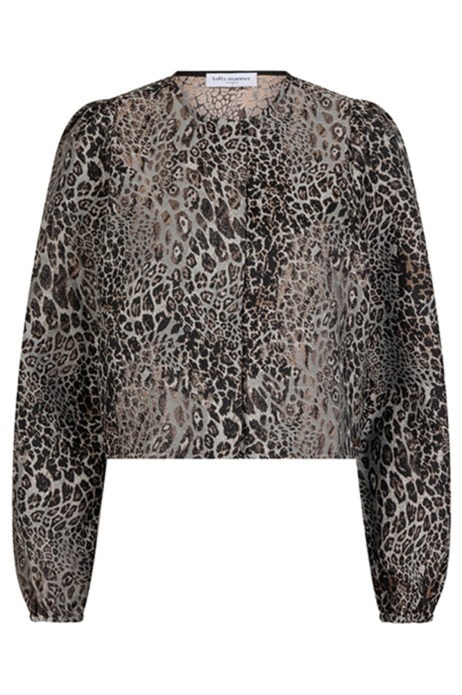 Lofty Manner grijze dames blouse | Vooraanzicht
