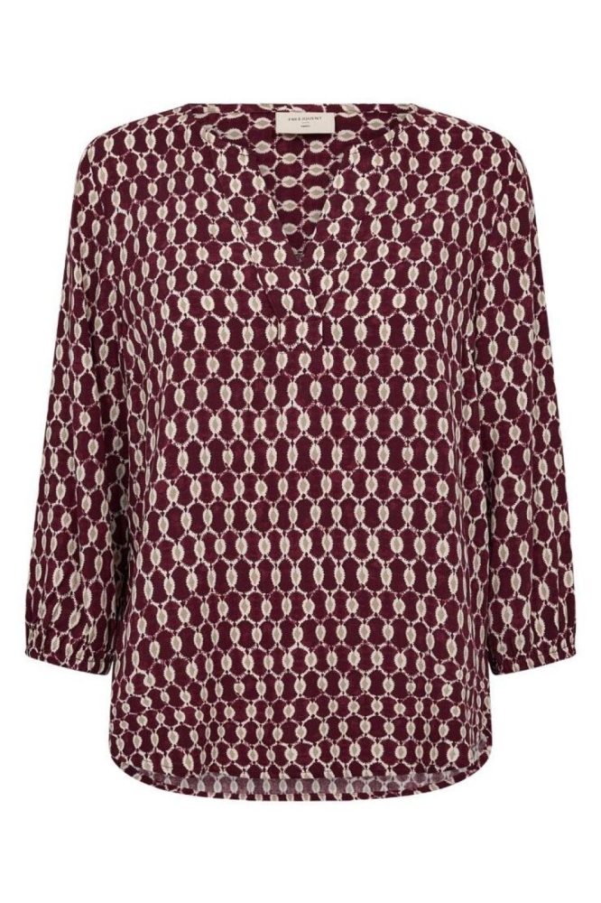 Freequent bordeaux dames blouse | Vooraanzicht