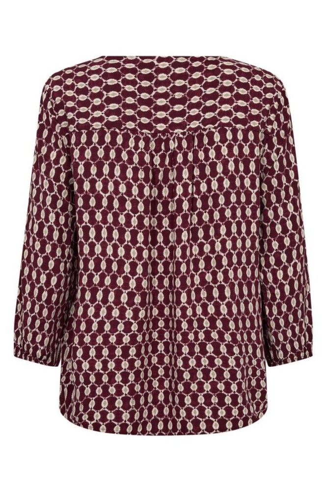 Freequent bordeaux dames blouse | Achteraanzicht