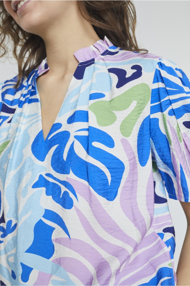 SisterS point blauwe dames blouse | Close up