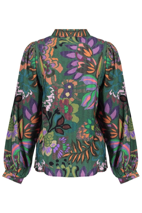 Geisha groene dames blouse | Achteraanzicht