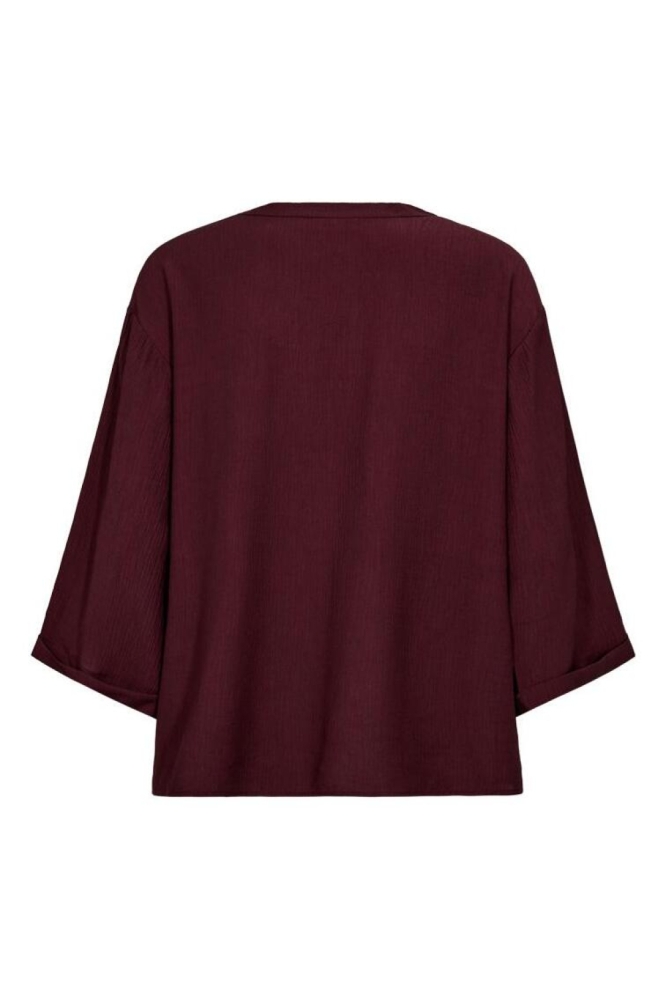Freequent bordeaux dames blouse | Achteraanzicht